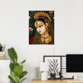  Indiaas vrouwelijk portret Pichwai Painting Poster (Thuiskantoor)
