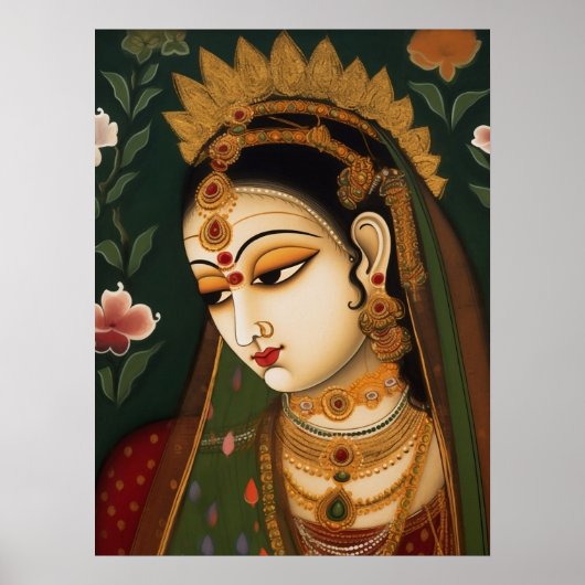  Indiaas vrouwelijk portret Pichwai Painting Poster (Voorkant)