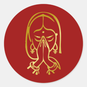 Indiaas welkomstgebaar - Namste Ronde Sticker