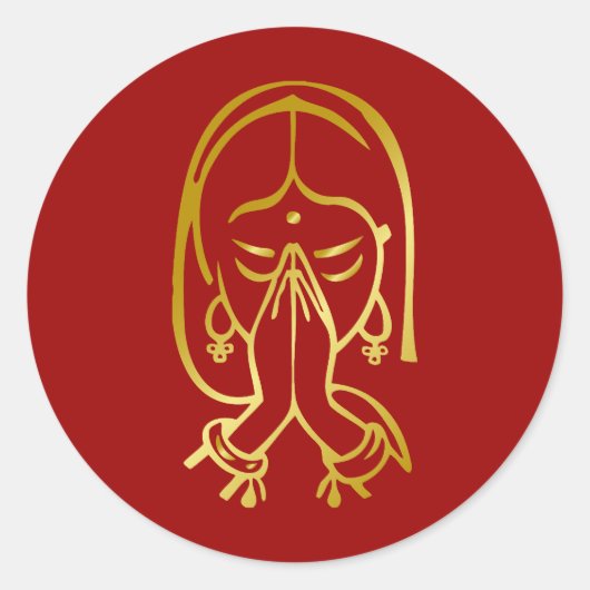 Indiaas welkomstgebaar - Namste Ronde Sticker (Voorkant)