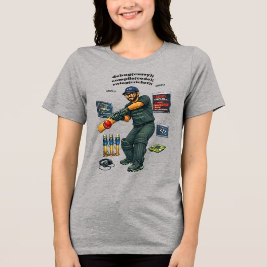 Indiaase software engineer codeur speelt cricket U Tri-Blend Shirt (Voorkant)