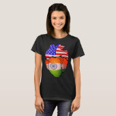 Indian American Split Anatomical Heart With Flags T-shirt (Voorkant volledig)