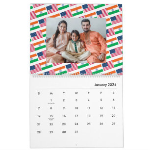 Indian American Voeg foto vlaggen कैलेंडर 2026 Kalender