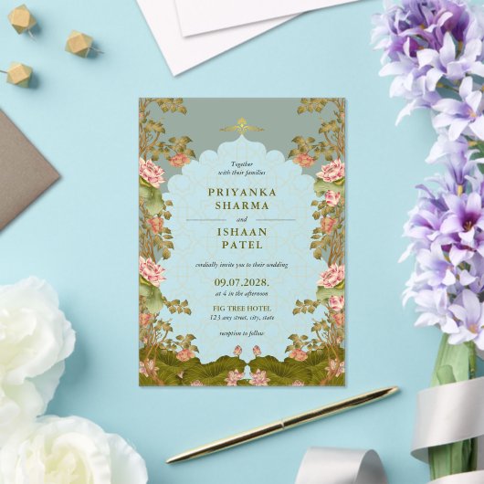 Indian Arch Floral esthetische bruiloft Acryl Uitnodigingen (Insitu (Huwelijk))