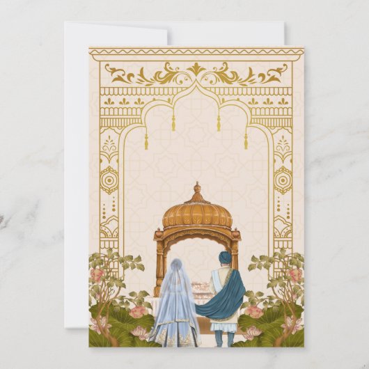 Indian Arch Floral esthetische bruiloft Kaart (Achterkant)