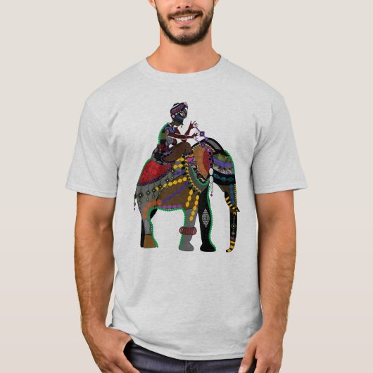INDIAN ART ELEPHANT met RIDER T-Shirt (Voorkant)