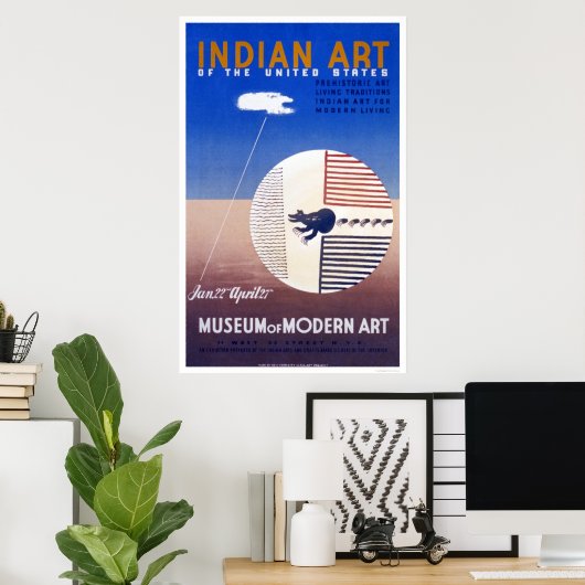 Indian Art in America 1936 WPA Poster (Thuiskantoor)