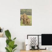 Indian / Asian Elephant and Young one, Corbett Poster (Thuiskantoor)