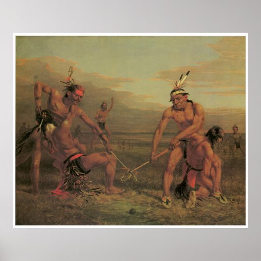 Indian Ball Game, 1843, American West Painting Poster (Voorkant)