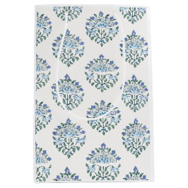 Indian Block Print Medallion, Blue Green Medium Cadeauzakje