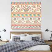 Indian Bloemen Grenzen Naadloos Patroon Canvas Afdruk (Insitu (Slaapkamer))