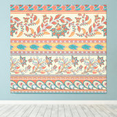 Indian Bloemen Grenzen Naadloos Patroon Canvas Afdruk (Insitu (Houten vloer))