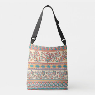 Indian Bloemen Grenzen Naadloos Patroon Crossbody Tas