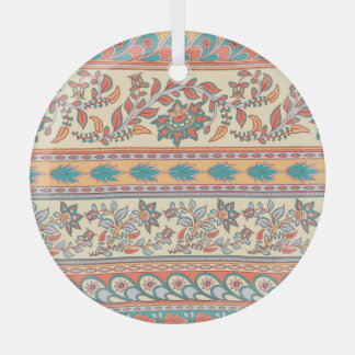 Indian Bloemen Grenzen Naadloos Patroon Glas Ornament