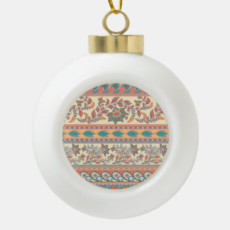 Indian Bloemen Grenzen Naadloos Patroon Keramische Bal Ornament