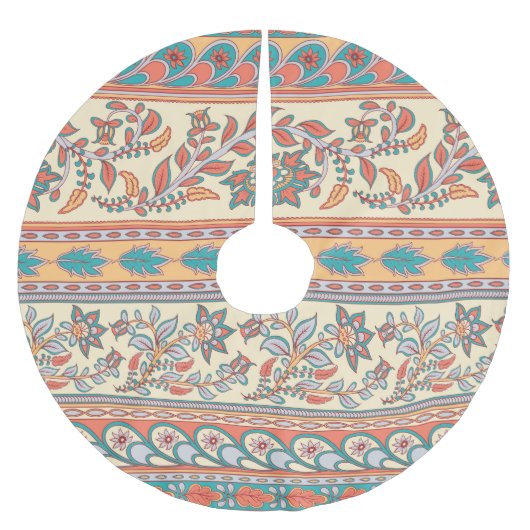 Indian Bloemen Grenzen Naadloos Patroon Kerstboom Rok (Voorkant)