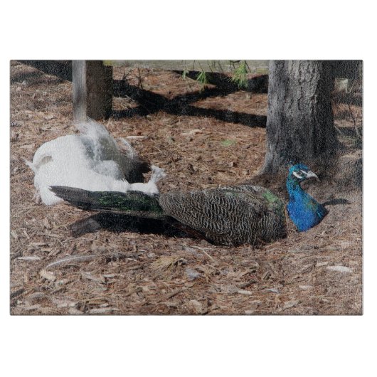 Indian Blue and White Pheasants Cutting Board Snijplank (Voorkant)