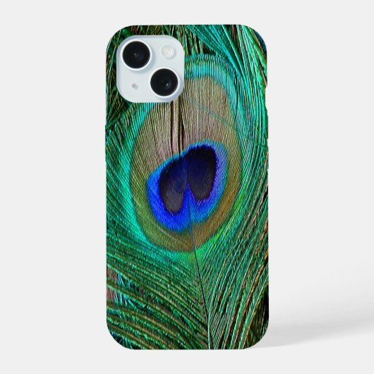 Indian Blue Peacock Feather iPhone 15 Case (Achterkant)