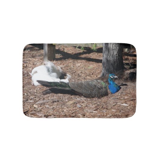 Indian Blue & White Pheasants bathmat Badmat (Voorkant)