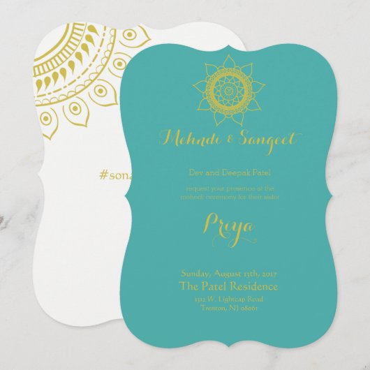 Indian Bollywood Wedding Invitation w / OM Kaart (Voorkant / Achterkant)