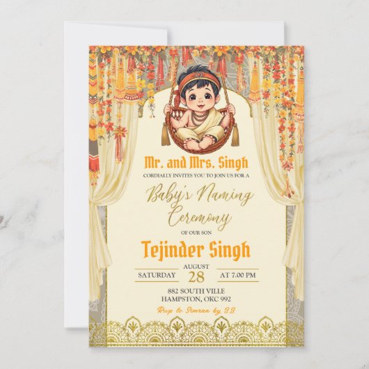 Indian Boy Baby Naming Ceremony Kaart (Voorkant)