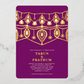 Indian Bridal Jewels Real Gold Foil Uitnodiging (Voorkant)