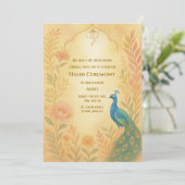 Indian Bride Haldi Ceremony Pauw Bloemen Kaart (Staand voorkant)