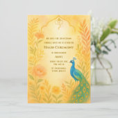 Indian Bride Haldi Ceremony Pauw Bloemen Kaart (Staand voorkant)