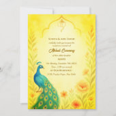 Indian Bride Mehndi Ceremony Pauw Bloemen Kaart (Voorkant)