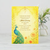 Indian Bride Mehndi Ceremony Pauw Bloemen Kaart (Staand voorkant)