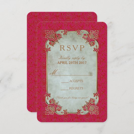 Indian Bride - RSVP Invitation Kaart (Voorkant / Achterkant)