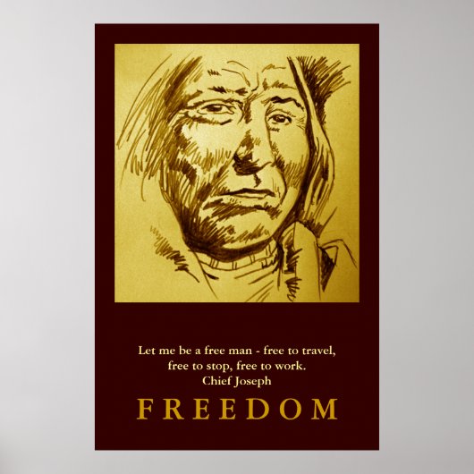 Indian Chief Pencil Sketch Motivatie Poster (Voorkant)