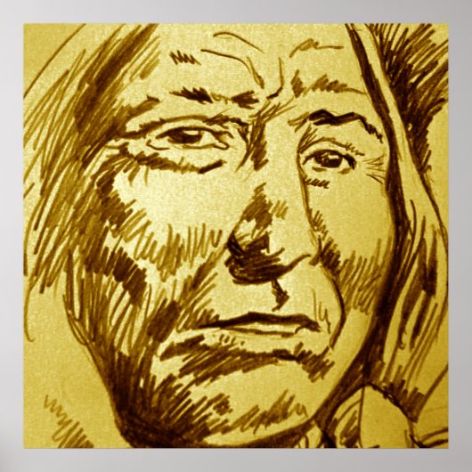 Indian Chief Pencil Sketch Poster (Voorkant)
