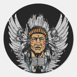 Indian Chief Wings Ronde Sticker