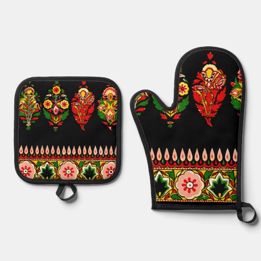 Indian Cotton Fabric Ovenwant & Pannenlap Set (Voorkant)