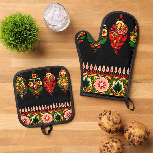Indian Cotton Fabric Ovenwant & Pannenlap Set (Top down)