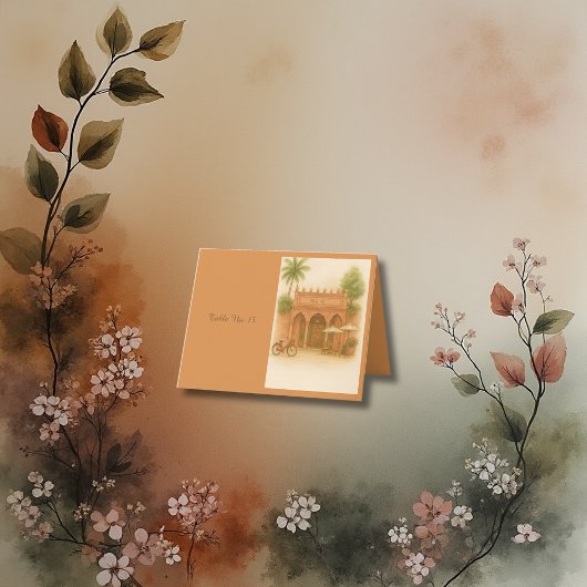 Indian Courtyard Bestemming trouwtafel nummer Bedankkaart