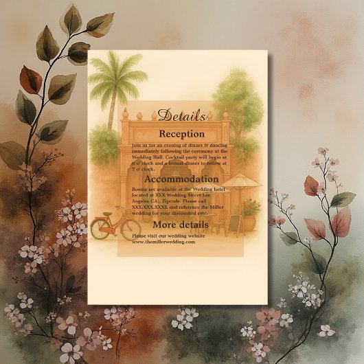 Indian Courtyard Destination bruiloft Escape Informatiekaartje