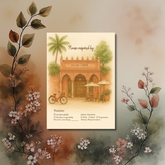 Indian Courtyard Destination bruiloft Escape RSVP Kaartje