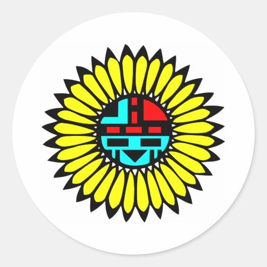 Indian Dance Shield Ronde Sticker (Voorkant)