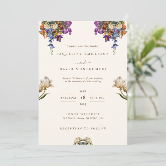 Indian Desi Wildflower bruiloft uitnodiging (Staand voorkant)