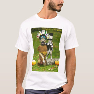 INDIAN DOG & PILGRIM CAT T-SHIRT