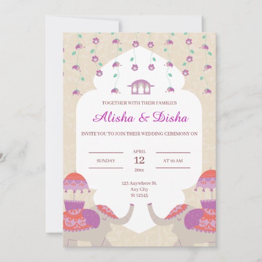 Indian Elegance bruiloft Kaart (Voorkant)