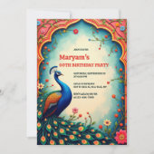 Indian Elegant Bloemen Pauw 60ste verjaardag Kaart (Voorkant)