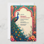 Indian Elegant Bloemenboog Pauw 60e verjaardag Kaart (Voorkant)