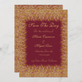 Indian elegant floral gold save the date (Voorkant / Achterkant)