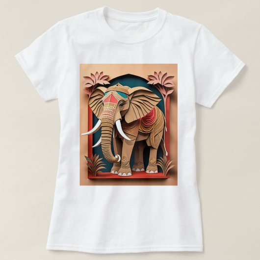 Indian Elephant 3D Paper Art Design T-shirt (Design voorkant)