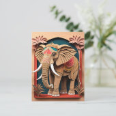 Indian Elephant 3D Paper Art Design T-shirt Briefkaart (Staand voorkant)