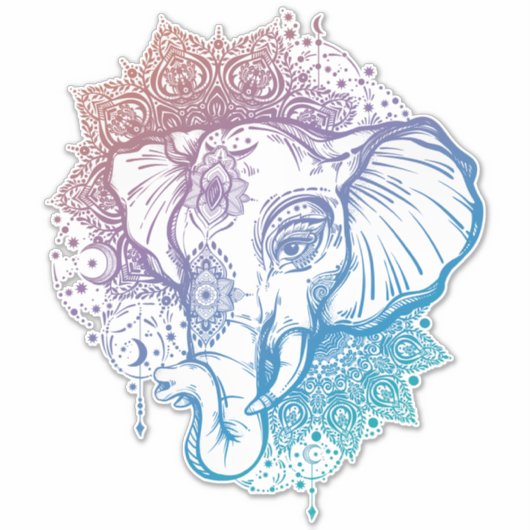 Indian Elephant Face Sticker (Voorkant)
