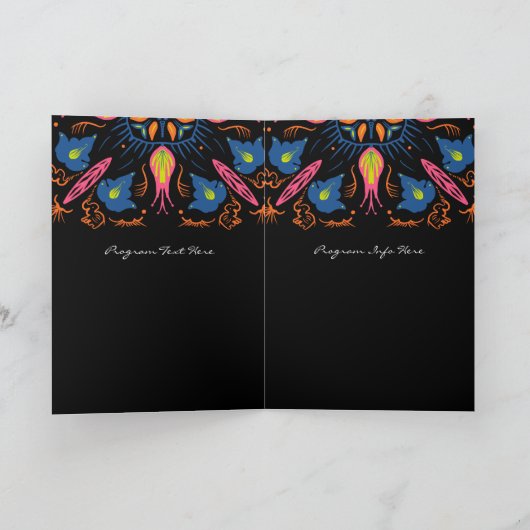 Indian Elephant Floral Black Wedding Heart Hand Fa Programma (Binnen)